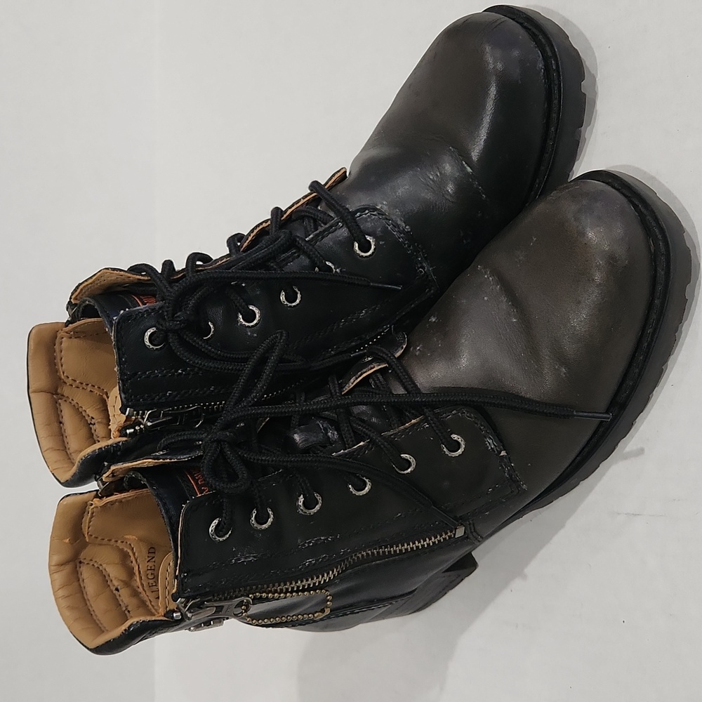 Harley Davidson Womens 84178 Motorcycle Boots Leather Block Heel Double Zipper